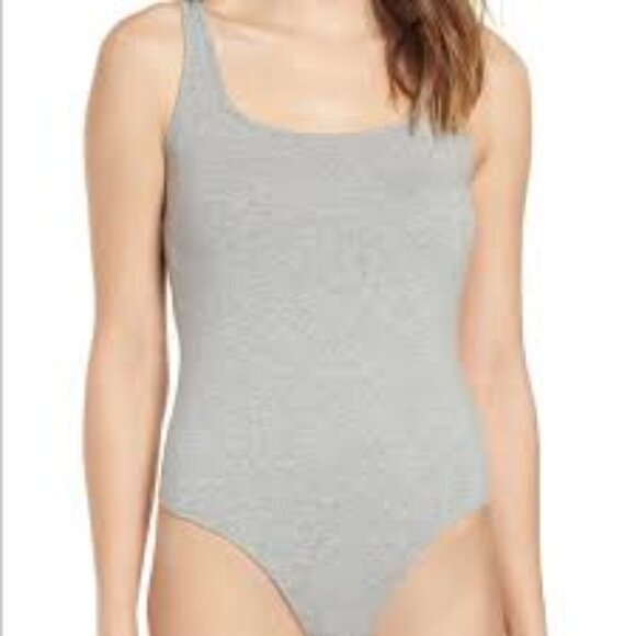 Nordstrom BP Square Neck Bodysuit Womens Gray - Picture 1 of 8